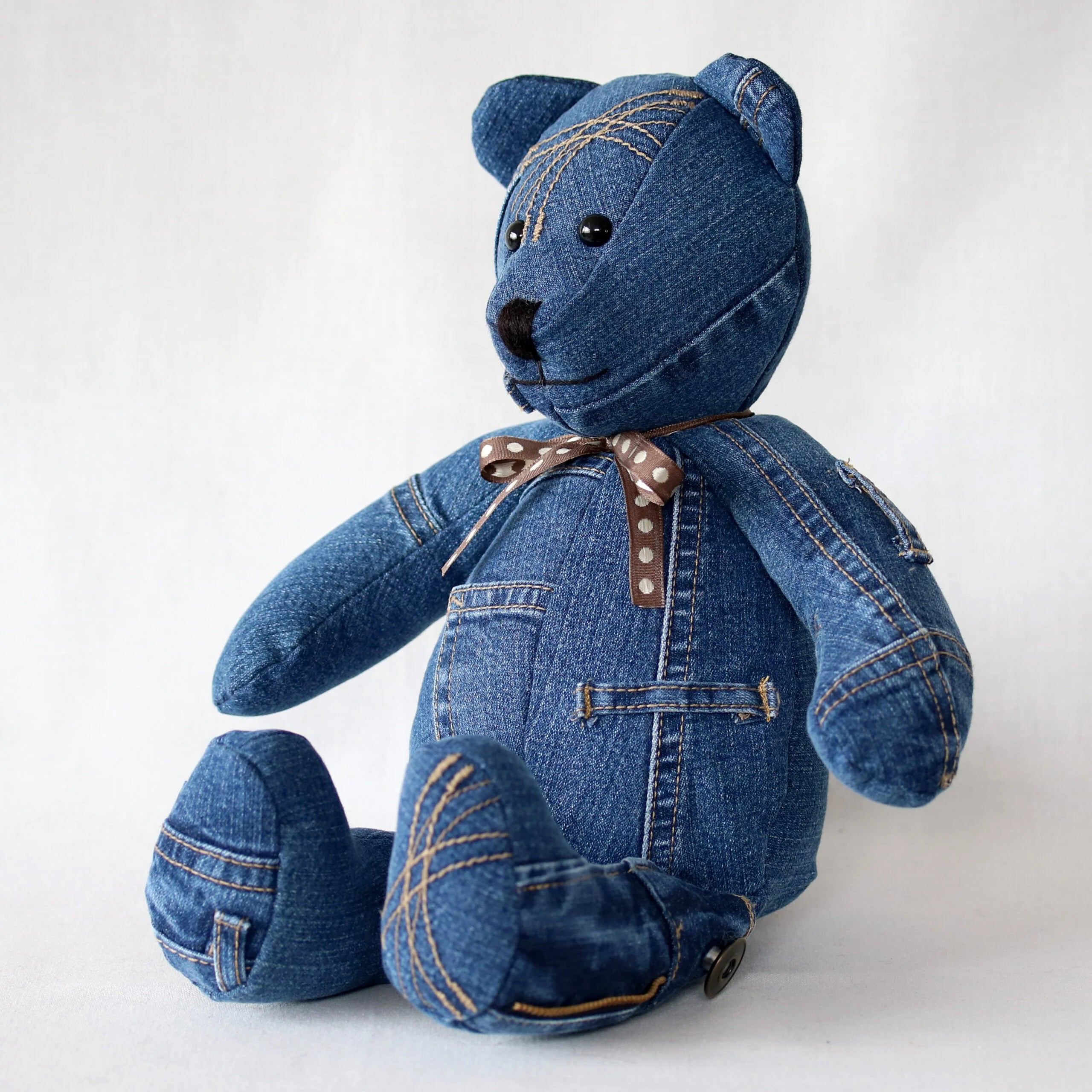 Denim top teddy bear